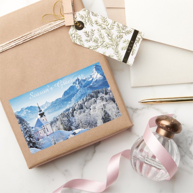 Winter scene custom  rectangular sticker (Gifting)