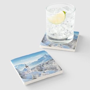 Winter scene custom stone coaster