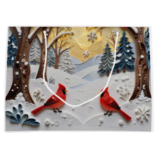 Winter Scene | Enchanted Forest & Cardinals Large Gift Bag