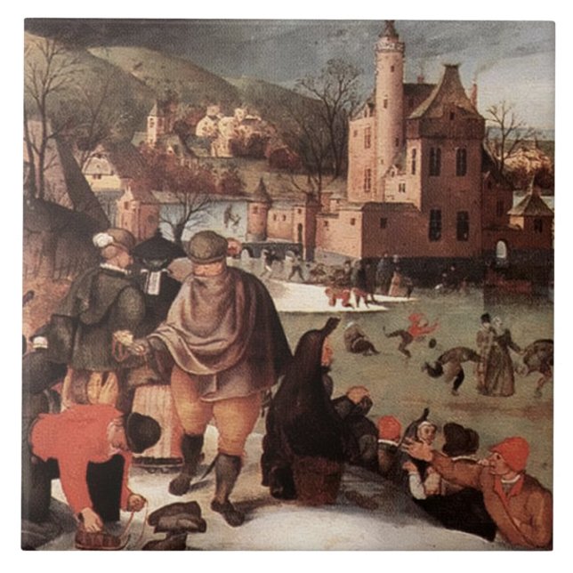 Winter Scene. Fine Art Christmas Gift Tile (Front)