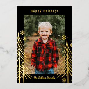 Winter Scene Foil Holiday Card Christmas Card