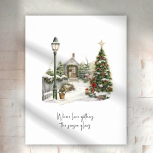 Winter Scene Greenery Pine Christmas Trees Poster