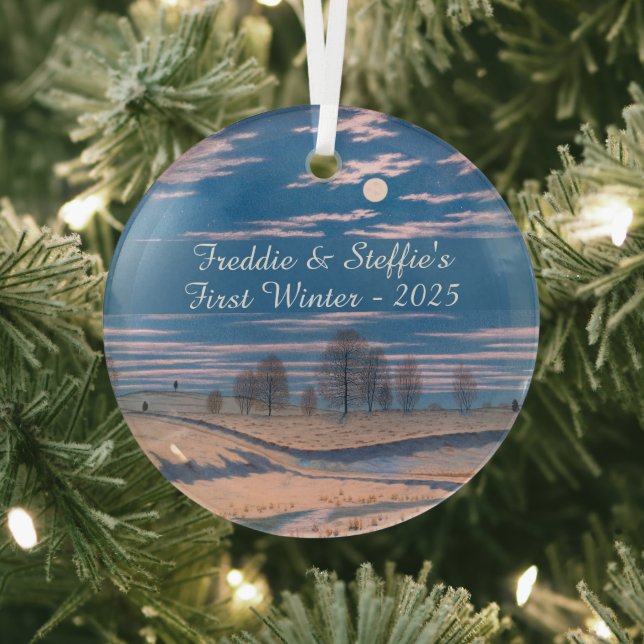 Winter Scene in Moonlight by Farrer Glass Tree Decoration (Insitu)