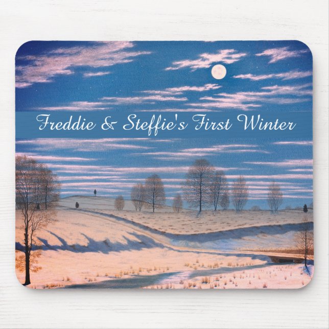 Winter Scene in Moonlight by Farrer: Mouse Pad (Front)