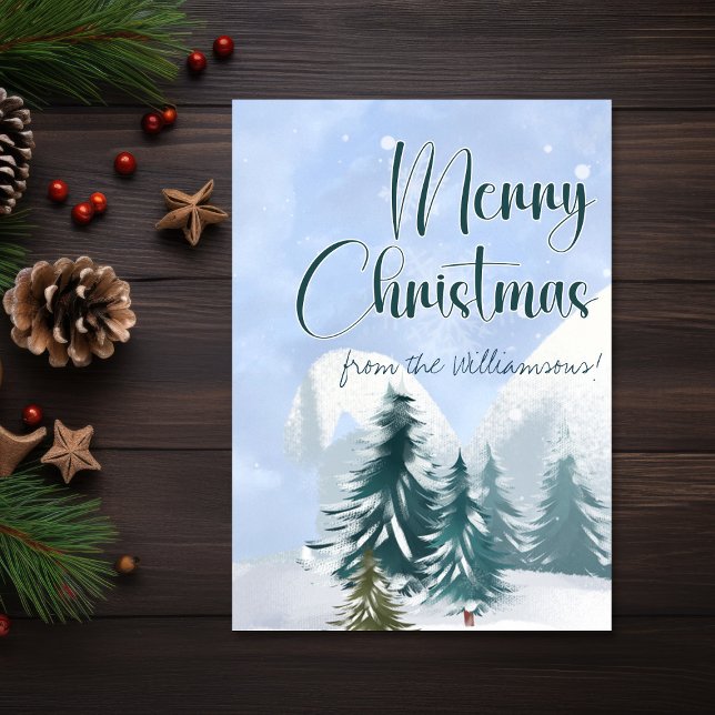 Winter Scene Luke 2:7 Firstborn Son Christmas Card (Firstborn Son Luke 2:7 Bible Verse Christmas Card)