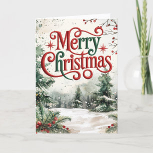 Winter Scene Merry Christmas Holiday Card