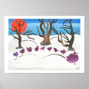 Winter Scene of Make Way for Ducklings Poster