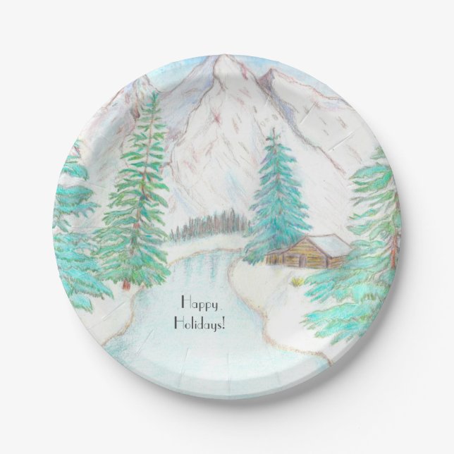 Winter Scene Paper Plate (Front)