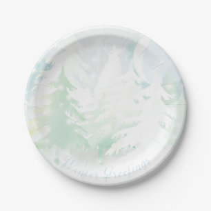 Winter Scene Paper Plates