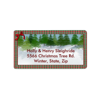"Winter Scene"/Plaid Border Address Label
