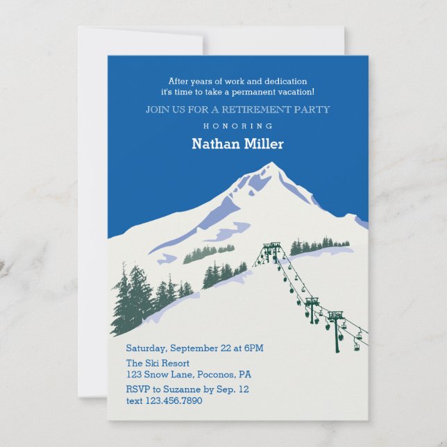 Winter Scene Ski Retirement Invitation (Front)