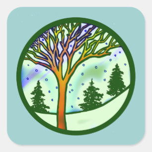 WINTER SCENE SQUARE STICKER
