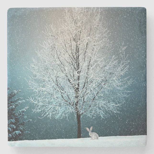 Winter Scene Stone Coaster (Front)