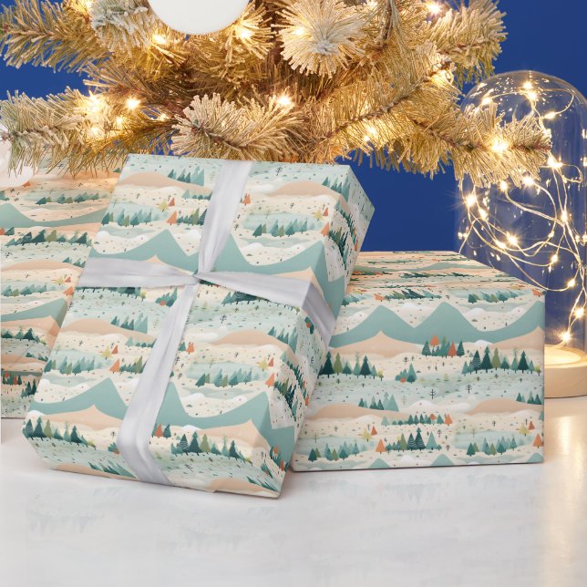  Winter Scene Trees Mountains Snow  Wrapping Paper (Holidays)