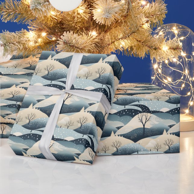  Winter Scene Trees Mountains Snow  Wrapping Paper (Holidays)