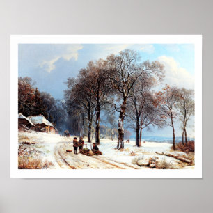 Winter Scene Vintage Painting Poster