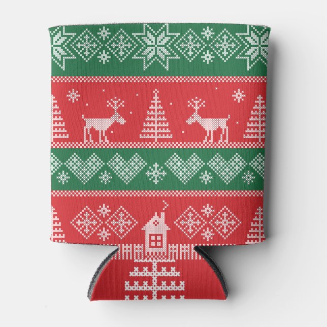 Winter scene: vintage seamless pattern can cooler (Front)