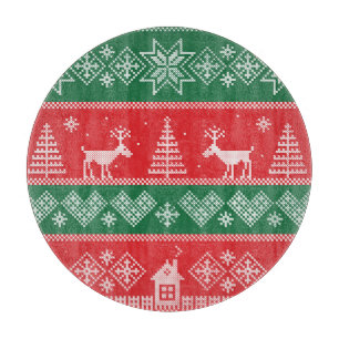 Winter scene: vintage seamless pattern cutting board