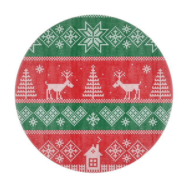 Winter scene: vintage seamless pattern cutting board (Front)