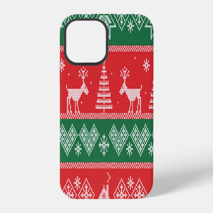 Winter scene: vintage seamless pattern iPhone 12 case
