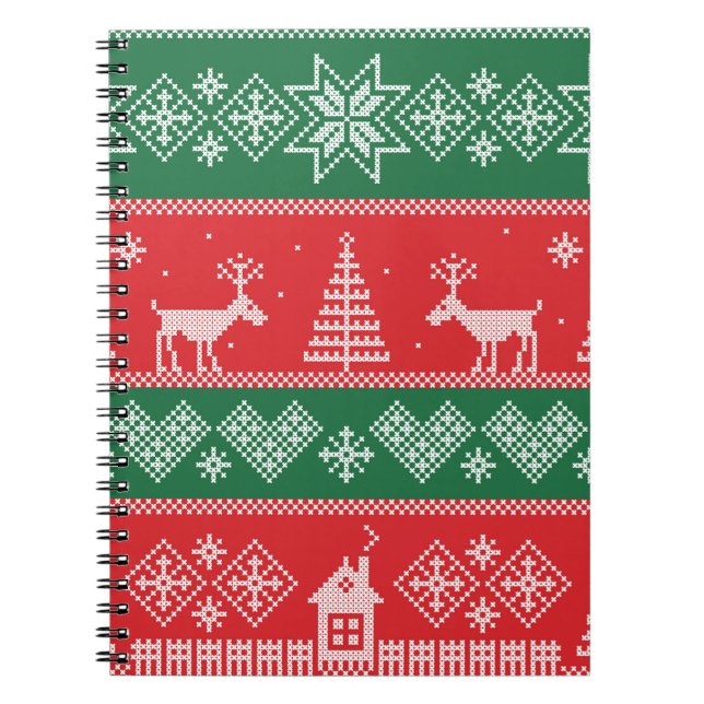 Winter scene: vintage seamless pattern notebook (Front)