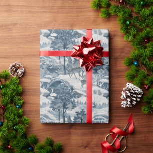 Winter Scene With A Swan And Deer In The Snow Wrapping Paper