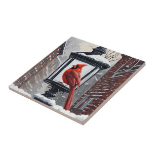Winter-Scene with Cardinal-Bird Ceramic Tile