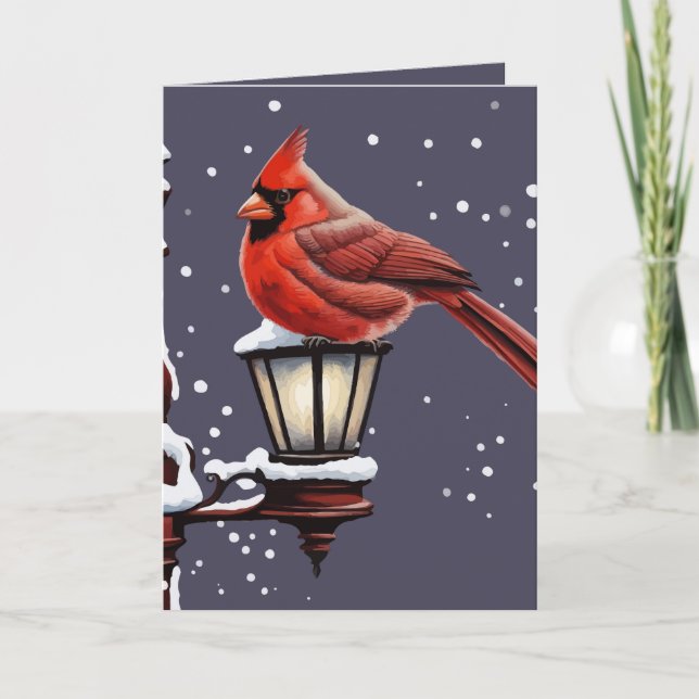 Winter Scene With Cardinal Bird Holiday Christmas (Front)