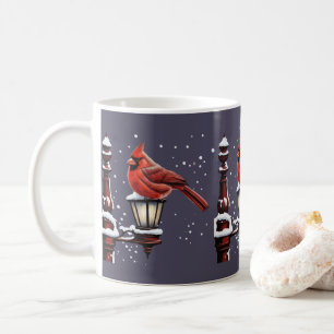 Winter Scene With Cardinal Bird Holiday Christmas Coffee Mug