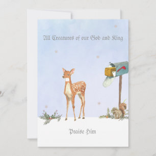 Winter Scene with Deer Religious Card