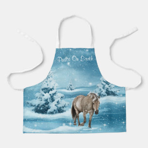 Winter Scene With Horse Snow And Trees (S) Apron