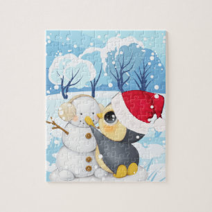 Winter Scene With Penguin And Snowman Kid's Puzzle