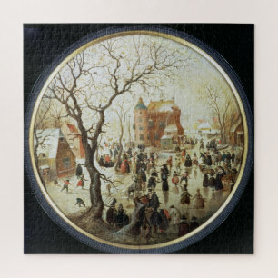 Winter Scene with Skaters near a Castle Jigsaw Puzzle