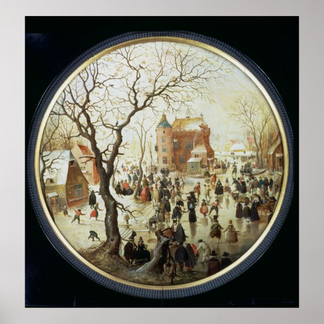 Winter Scene with Skaters near a Castle Poster (Front)