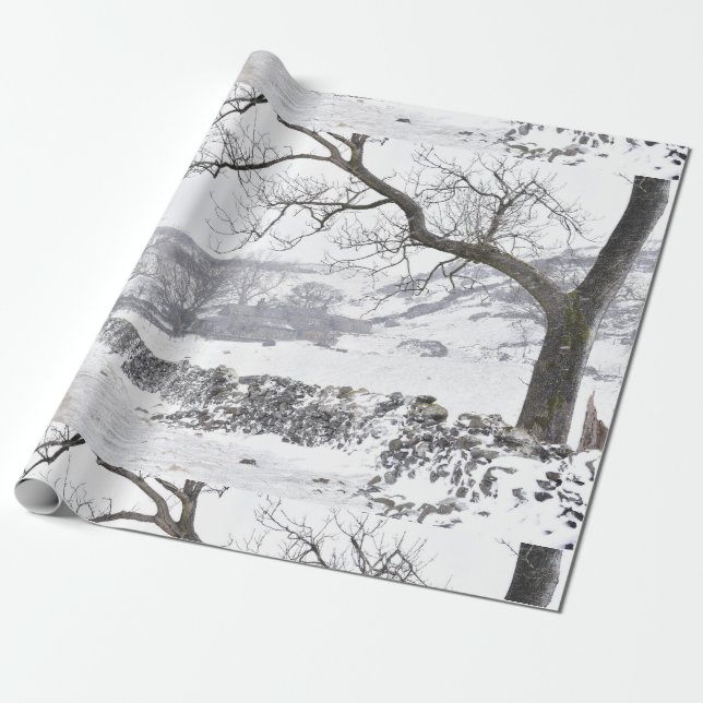 Winter Scene Wrapping Paper (Unrolled)