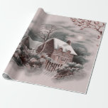 winter scene wrapping paper<br><div class="desc">winter Christmas, houses, snow, snowy, drawing, awesome, unique, romantic, winter scene, </div>