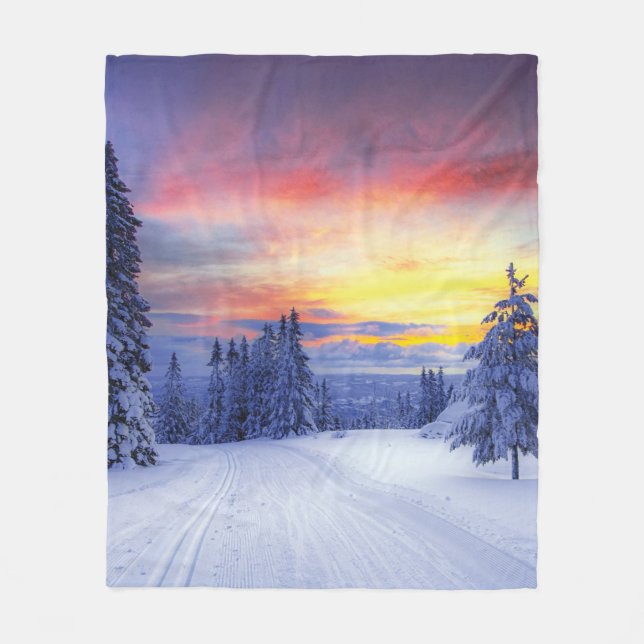 Winter scenery  fleece blanket (Front)