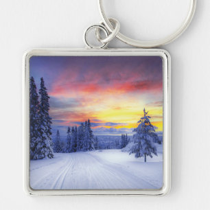 Winter scenery key ring