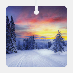 Winter scenery metal tree decoration