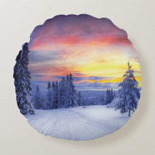Winter scenery   round cushion