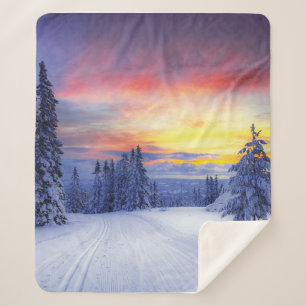 Winter scenery sherpa blanket