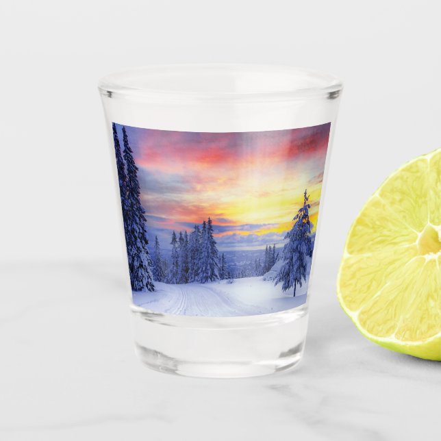 Winter scenery   shot glass (Front)