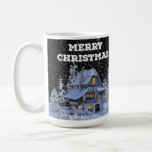 Winter Scenery Snowy House Merry Christmas Holiday Coffee Mug
