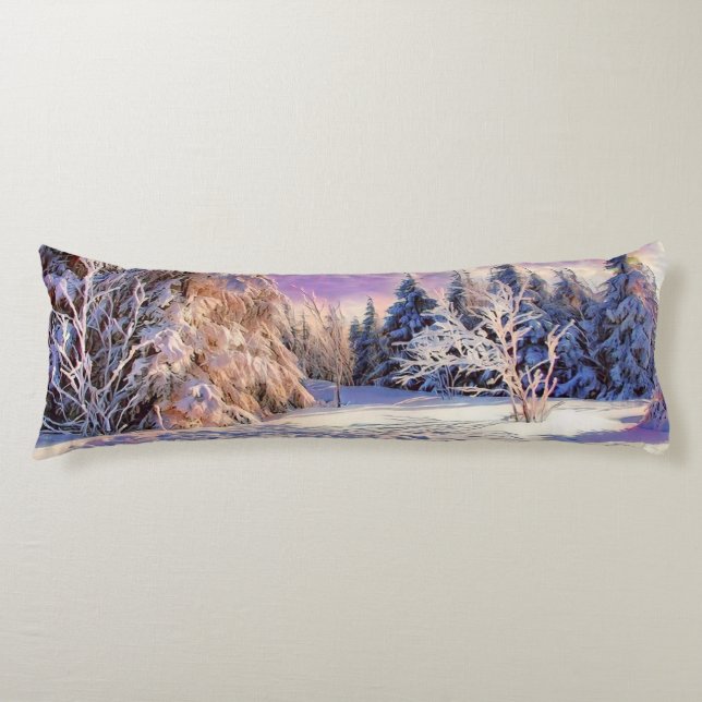 Winter scenery with snowed trees watercolor  body cushion (Front)