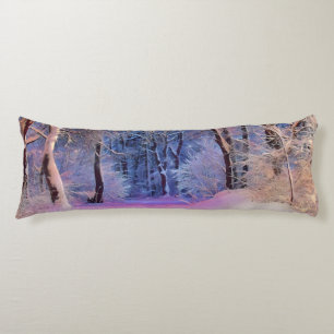 Winter scenery with snowed trees watercolor body cushion