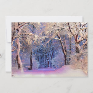 Winter scenery with snowed trees watercolor  invitation