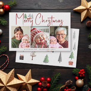 Winter scenery with trees, snow photo Christmas Holiday Card