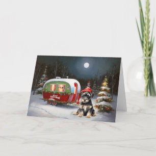 Winter Schnauzer Caravan Christmas Adventure Card