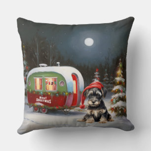 Winter Schnauzer Caravan Christmas Adventure Cushion