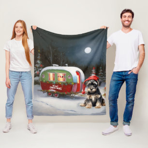 Winter Schnauzer Caravan Christmas Adventure Fleece Blanket